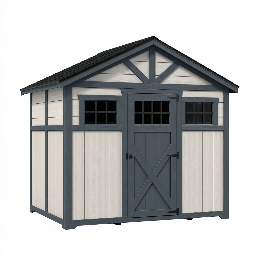 Abri de jardin 190 x 120 x 190 cm en résine synthétique gris anthracite pour rangement extérieur