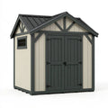 Abri de jardin 214 x 122 x 210 cm en résine beige et anthracite à double porte avec fenêtre