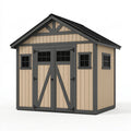 Abri de jardin 244 x 183 x 220 cm en bois beige et anthracite avec double porte