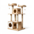 Arbre à chat 60 x 60 x 150 cm en bois beige avec griffoirs et niches