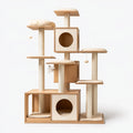 Arbre à chat 120 x 60 x 180 cm en bois beige avec poteaux en sisal et niches
