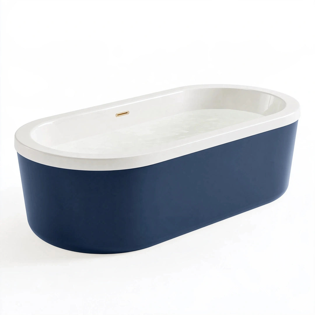 Baignoire îlot 170 x 75 x 58 cm acrylique bleu marine blanc style contemporain
