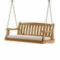 Balancelle de jardin 150 cm en bois marron avec assise beige suspendue