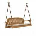 Balancelle de jardin 2 places 150 cm en bois brun avec assise beige suspendue