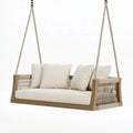 Balancelle suspendue 130 x 70 x 60 cm en bois beige avec cordages style naturel pour extérieur couvert