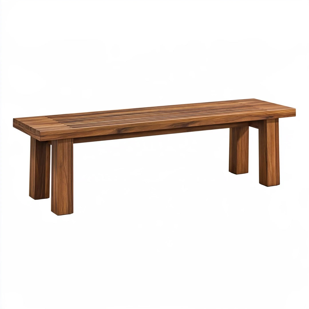 Banc de jardin 180 x 40 x 45 cm en bois brun à lattes style contemporain