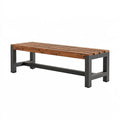 Banc de jardin 180 cm en bois marron et métal noir style industriel