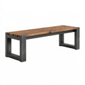 Banc de jardin 180 x 40 x 45 cm en bois brun et acier noir style industriel