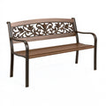 Banc de jardin 122 cm en métal bronze à motif floral style classique