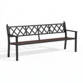 Banc de jardin 120 x 60 x 90 cm en métal noir et marron avec accoudoirs style classique