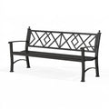 Banc de jardin 150 x 60 x 90 cm en métal noir à dossier géométrique
