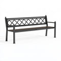 Banc de jardin 150 x 60 x 90 cm en acier noir style classique à dossier ajouré