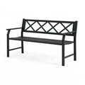 Banc de jardin 120 x 60 x 85 cm en métal noir à motif croisé