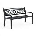 Banc de jardin 127 x 60 x 88 cm en métal noir - style classique à accoudoirs